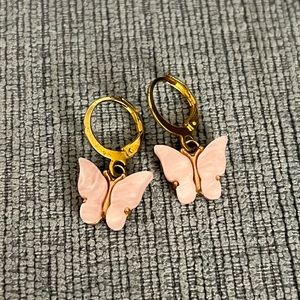Sweet Pink Butterfly Earrings